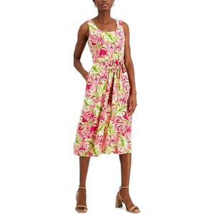 Anne Klein Pink Pansy Combo Tank Dress with Belt - Size XL - NWT